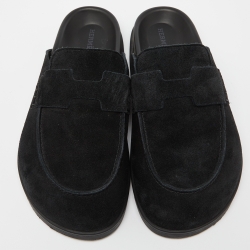Hermes Black Suede Flat Mules Size 39.5