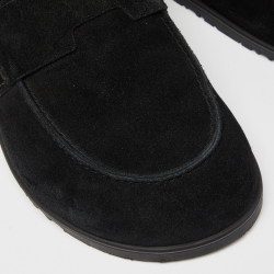 Hermes Black Suede Flat Mules Size 39.5