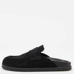 Hermes Black Suede Flat Mules Size 39.5