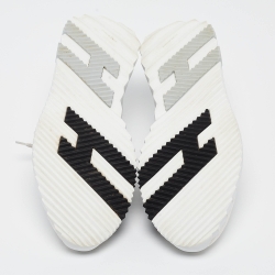 Hermes White Knit Fabric Flex Sneakers Size 42