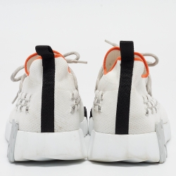Hermes White Knit Fabric Flex Sneakers Size 42