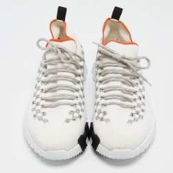 Hermes White Knit Fabric Flex Sneakers Size 42