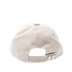 Pre Owned Hermes Beige Cotton Leather Trim Nevada Baseball Cap Size 58