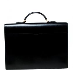 Hermes Black Leather Sac a Depeches 38 Briefcase