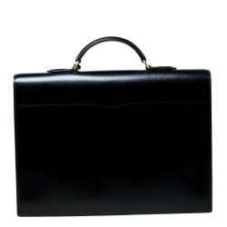 Pre Owned Hermes Black Leather Sac a Depeches 38 Briefcase