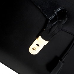 Pre Owned Hermes Black Leather Sac a Depeches 38 Briefcase