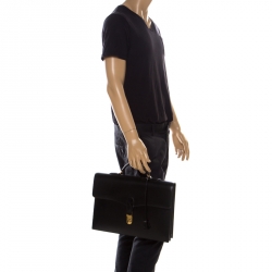 Hermès Sac à dépêches briefcase in black box leather