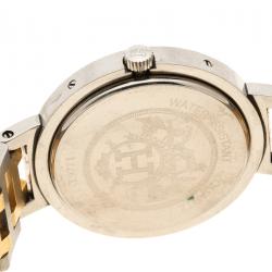 Hermes Cream Gold Tone Stainless Steel Clipper Men's Wristwatch 30 mm