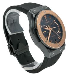 Pre Owned Hublot Black Ceramic & 18K Rose Gold Classic Fusion Chronograph Men's Watch 45MM