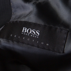 Pre Owned Boss By Hugo Boss Black Self Striped Wool and Mohair Segal Blazer XL