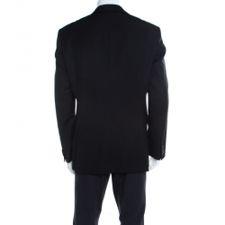Pre Owned Boss By Hugo Boss Black Self Striped Wool and Mohair Segal Blazer XL