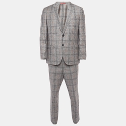 Grey Glen Check Wool Single Breasted Marzotto Suit