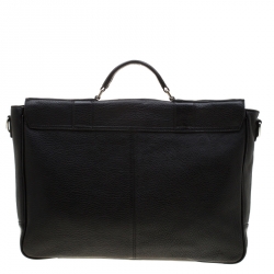 Hugo Boss Black Leather Double Lock Briefcase