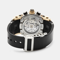 مملوكة مسبقًا Hysek Black 18K Rose Gold Stainless Steel Rubber Abyss Explorer AB06 Men's Wristwatch 44 mm