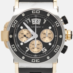 مملوكة مسبقًا Hysek Black 18K Rose Gold Stainless Steel Rubber Abyss Explorer AB06 Men's Wristwatch 44 mm