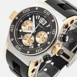 مملوكة مسبقًا Hysek Black 18K Rose Gold Stainless Steel Rubber Abyss Explorer AB06 Men's Wristwatch 44 mm