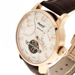 Pre Owned Ingersoll White Rose Gold-Plated Steel Massa Men's Wristwatch 44MM