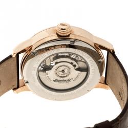 Pre Owned Ingersoll White Rose Gold-Plated Steel Massa Men's Wristwatch 44MM