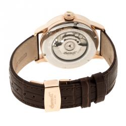 Pre Owned Ingersoll White Rose Gold-Plated Steel Massa Men's Wristwatch 44MM