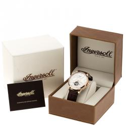 Pre Owned Ingersoll White Rose Gold-Plated Steel Massa Men's Wristwatch 44MM