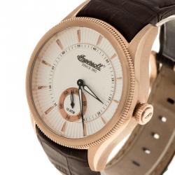 Pre Owned ساعة يد رجالية إنجرسول بلومزبيري ستانلس ستيل مطلي ذهبي وردي بيضاء 42مم