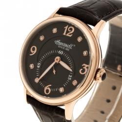 Pre Owned Ingersoll Brown Rose Gold-Plated Steel Regent Men's Wristwatch 38MM