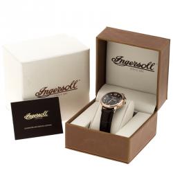Pre Owned Ingersoll Brown Rose Gold-Plated Steel Regent Men's Wristwatch 38MM