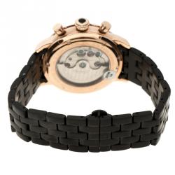 Pre Owned Ingersoll Black Rose Gold-Plated Steel Harvard Limited Edition Men's Wristwatch 43MM