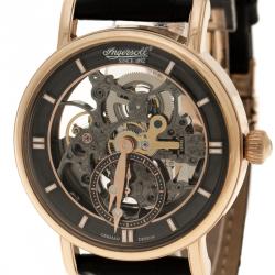 مملوكة مسبقًا Ingersoll Black Rose Gold-Plated Steel Nez Perce Limited Edition Men's Wristwatch 40MM