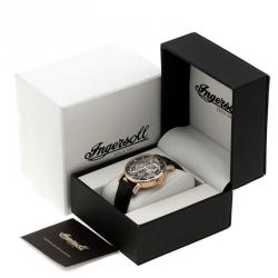 مملوكة مسبقًا Ingersoll Black Rose Gold-Plated Steel Nez Perce Limited Edition Men's Wristwatch 40MM