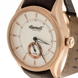 مملوكة مسبقًا Ingersoll White Rose Gold-Plated Steel Bloomsbury Men's Wristwatch 42MM