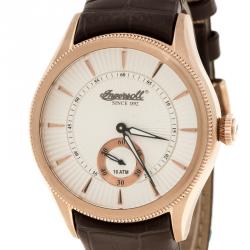 مملوكة مسبقًا Ingersoll White Rose Gold-Plated Steel Bloomsbury Men's Wristwatch 42MM