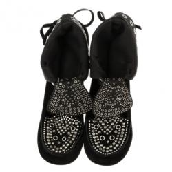 Pre Owned Isabel Marant Black Suede Mossa Studded Cutout Ankle Boots Size 37