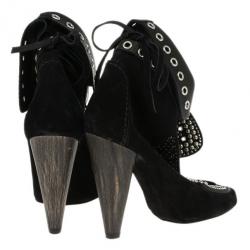 Pre Owned Isabel Marant Black Suede Mossa Studded Cutout Ankle Boots Size 37