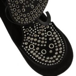 Pre Owned Isabel Marant Black Suede Mossa Studded Cutout Ankle Boots Size 37