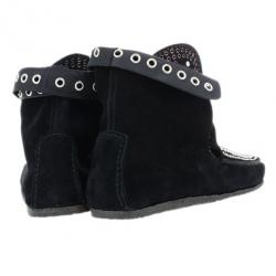 Pre Owned Isabel Marant Black Suede Morley Studded Boots Size 38