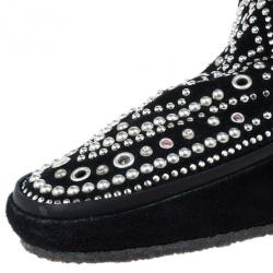 Pre Owned Isabel Marant Black Suede Morley Studded Boots Size 38
