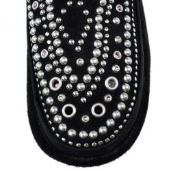 Pre Owned Isabel Marant Black Suede Morley Studded Boots Size 38