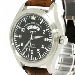 Pre Owned IWC Black Stainless Steel Flieger Men's Wristwatch 39MM