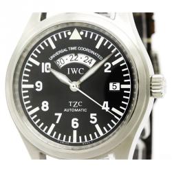 Pre Owned IWC Black Stainless Steel Flieger Men's Wristwatch 39MM