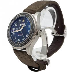 Pre Owned IWC Black Pilot'S Timezoner Spitfire Limited Edition 'The Longest Flight' Steel Watch 46MM