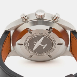 IWC Schaffhausen Black Stainless Steel Leather Pilot IW377709 Men's Wristwatch 43 mm