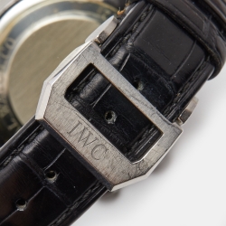 IWC Black Stainless Steel Alligator Leather Portuguese IW371447 Men's Wristwatch 40.90 mm
