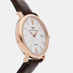 IWC Silver 18k Rose Gold Portofino Automatic Men's Wristwatch 40 mm