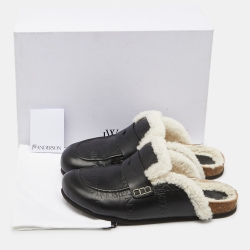 Pre Owned J.W. Anderson Black Monogram Leather Penny Flat Mules Size 43