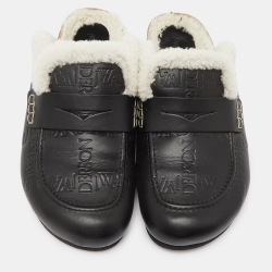 Pre Owned J.W. Anderson Black Monogram Leather Penny Flat Mules Size 43