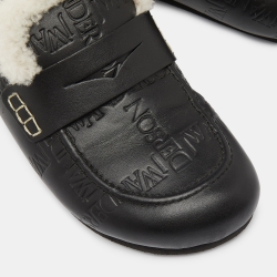 Pre Owned J.W. Anderson Black Monogram Leather Penny Flat Mules Size 43