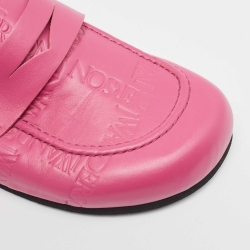 J.W. Anderson Pink Logo Embossed Leather Loafer Mules Size 44