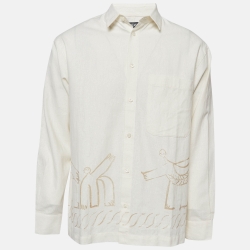 Cream Round Dance Print Linen Blend 'La Chemise Baou' Shirt