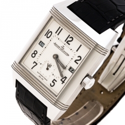 Jaeger LeCoultre Silver White Stainless Steel Reverso Squadra 230.8.77 Men's Wristwatch 35 mm